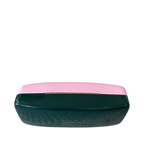 Kate Spade Eyeglass Case Hard Clamshell Pink & Green Authentic - Picture 9 of 14